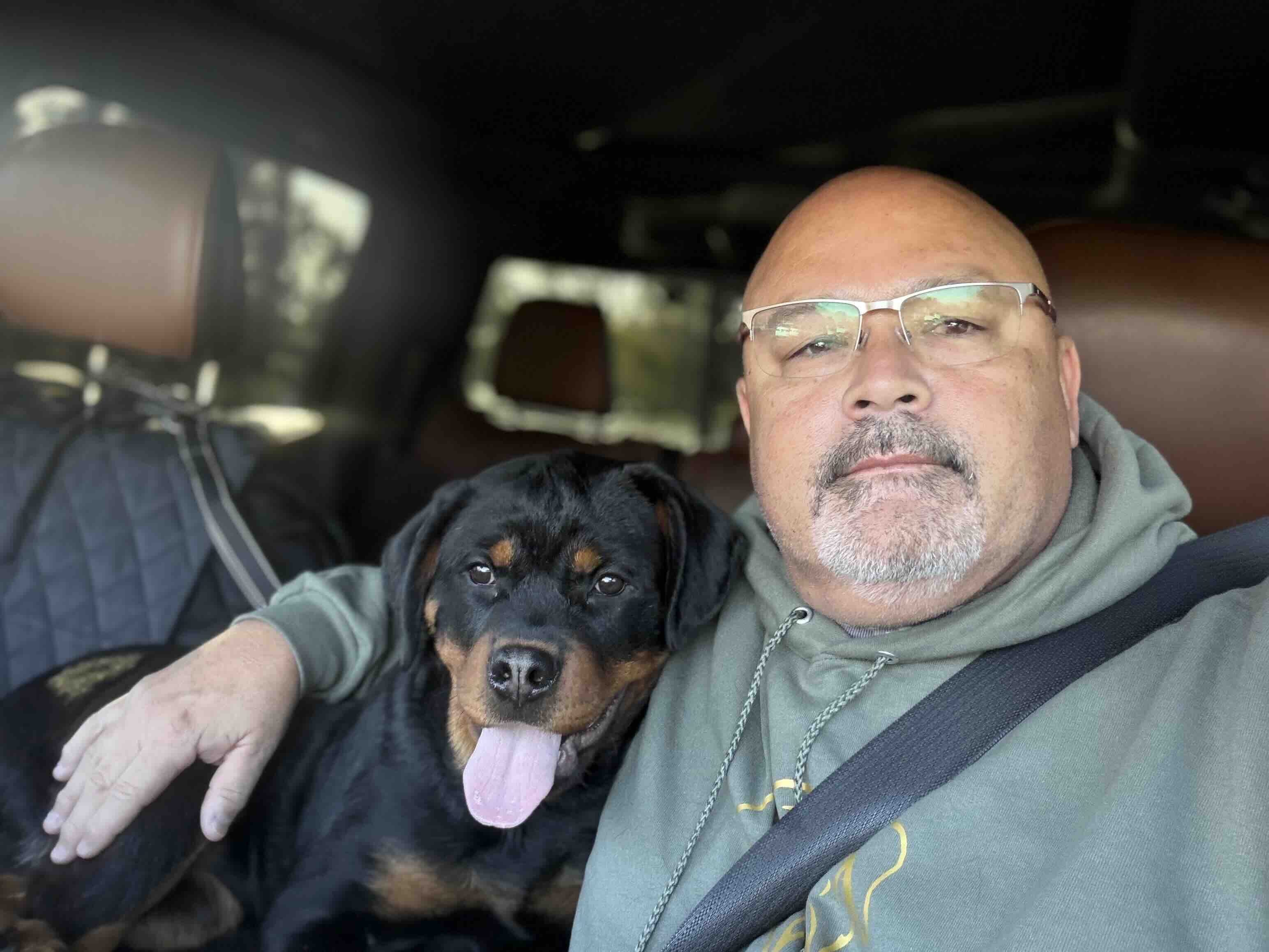 Thomas Hancock with their new Page Haus Rottweiler